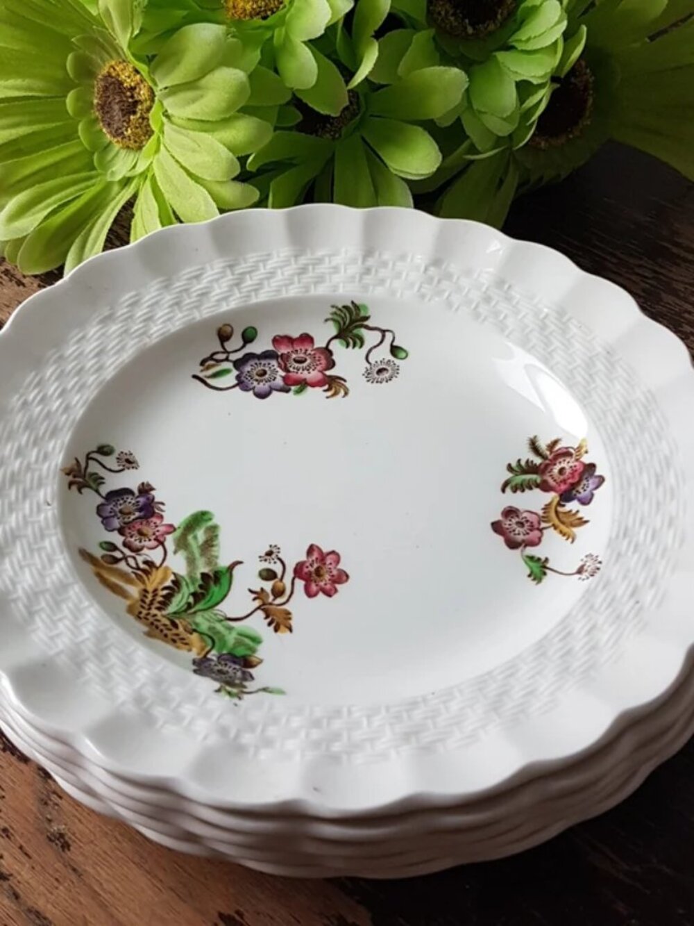 Vintage Copeland Spode Side Plates: Wicker Lane Floral, Set of 5